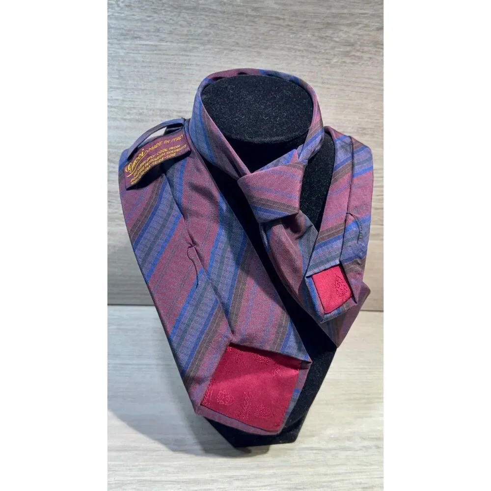 Gucci Vintage Silk Diagonal Stripe Tie GG Logo Made in Italy
